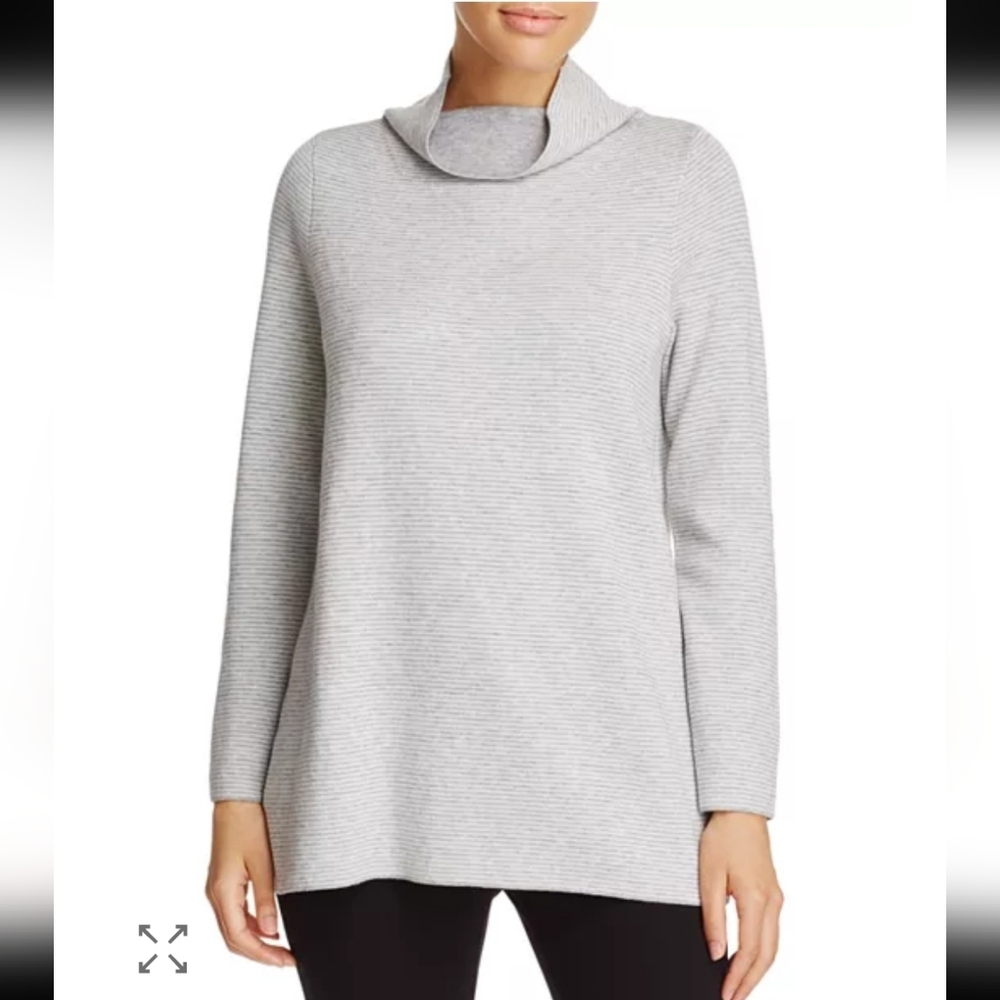 ⚡️Eileen Fisher Reversible Funnel Neck Cashmere Blend Tunic Sweater Top